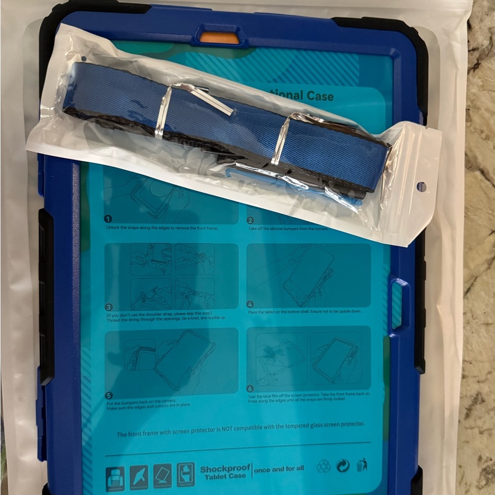 Blue Shockproof Tablet Case with Strap